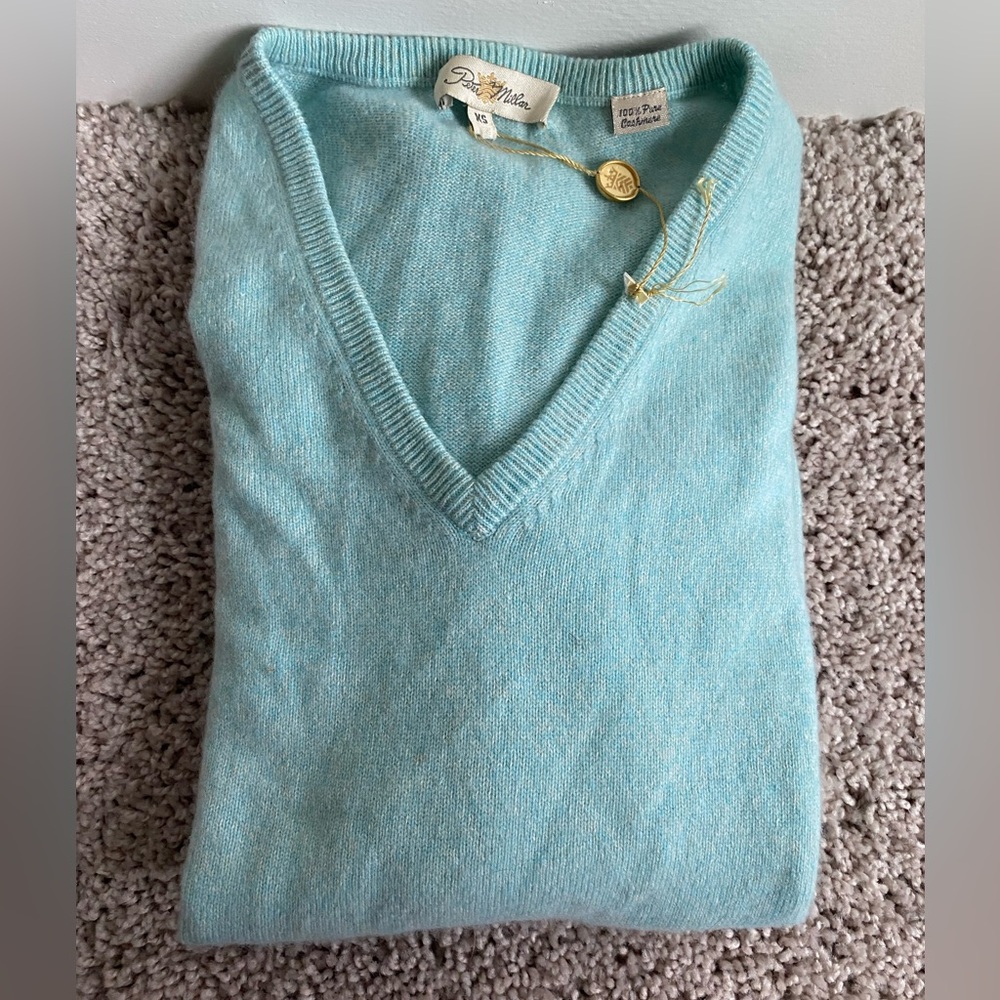 NWT Peter Millar 100% Cashmere V Neck Sweater XS * Flawed